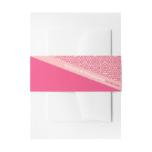 幾何学的バラレッド結婚式招待状ベリーバンド