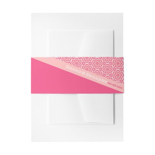 幾何学的バラレッド結婚式招待状ベリーバンド 招待状ベリーバンド (正面例)