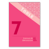 幾何学的バラ結婚レッドのテーブルカード テーブルナンバー (裏面)