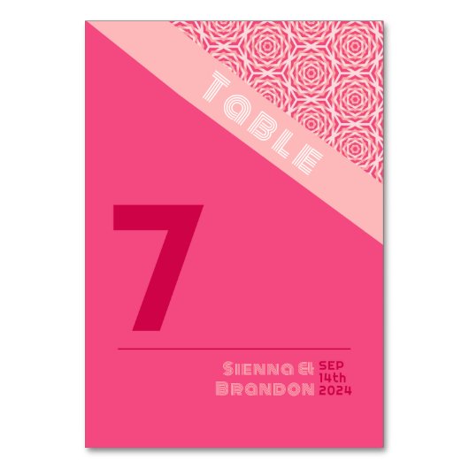 幾何学的バラ結婚レッドのテーブルカード テーブルナンバー (裏面)