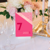 幾何学的バラ結婚レッドのテーブルカード テーブルナンバー