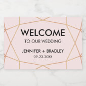 幾何学的バラ結婚金ゴールドの歓迎 スパークリングワインラベル (シングルラベル)