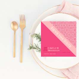 幾何学的バラ赤い日付カードを保存 セーブザデート