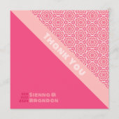 幾何学的バラ赤結婚のサンキューカード サンキューカード (正面)