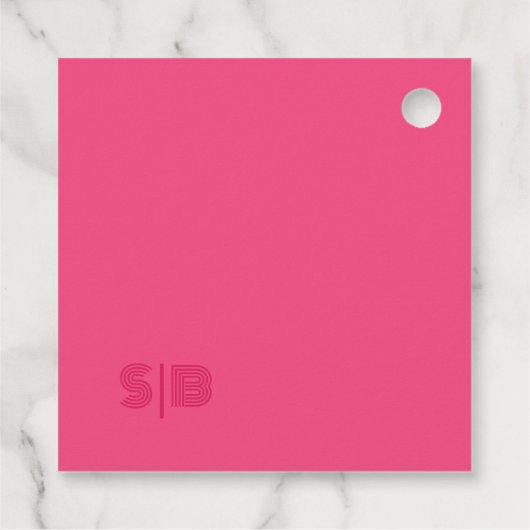 幾何学的バラ赤結婚の正方形メッセージカード フェイバータグ (裏面)