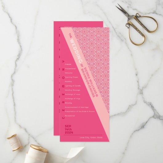 幾何学的バラ赤結婚式 プログラム (正面/裏面インサイチュ)