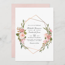 幾何学的バラ金ゴールドと赤面結婚ピンクの写真I