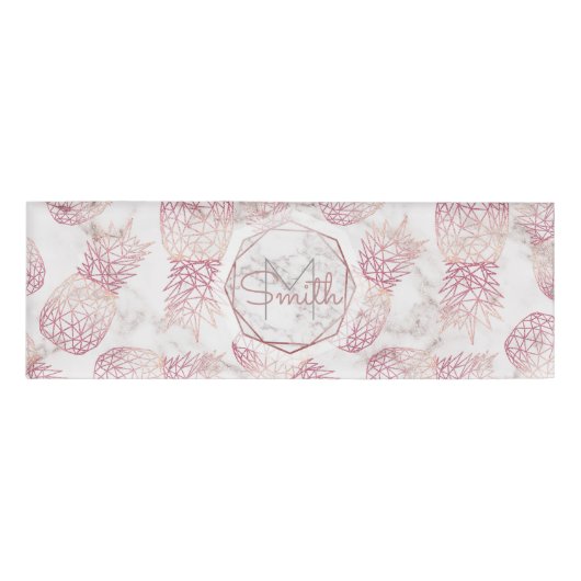 幾何学的バラ金ゴールドパイナップル大理石パターン 名札 (正面)