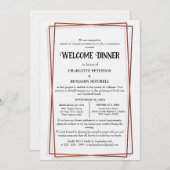 幾何学的バラ金ゴールドフレームリハーサルウェルカムディナー 招待状 (正面/裏面)