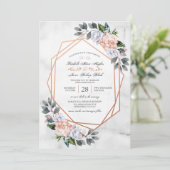 幾何学的バラ金ゴールドフローラ結婚式の招待 招待状 (スタンド正面)