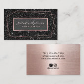 幾何学的バラ金ゴールドブラックグリッターメイクアップアーティスト 名刺 (正面/裏面)