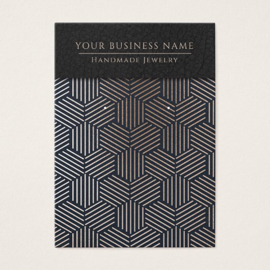 幾何学的バラ金ゴールドブルーイヤリングディスプレイカード (正面)