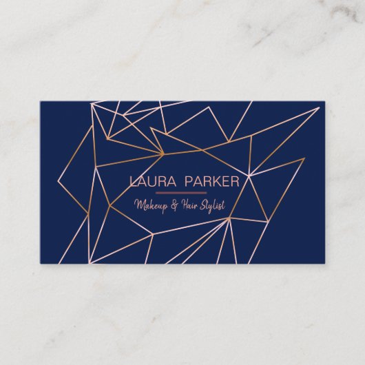 幾何学的バラ金ゴールドブループロフェッショナル構造 名刺 (正面)