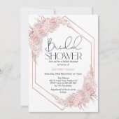 幾何学的バラ金ゴールドボホフローラブライダルシャワー 招待状 (正面)