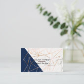 幾何学的バラ金ゴールドマーブルネイビーブルーガーリー 名刺 (スタンド正面)