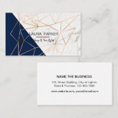 幾何学的バラ金ゴールドマーブルネイビーブルーガーリー 名刺 (正面/裏面)