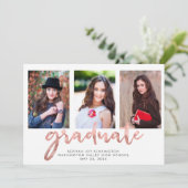 幾何学的バラ金ゴールド手書き卒業写真 案内状 (スタンド正面)