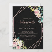 幾何学的バラ金ゴールド春フローラベビー散布機 招待状 (正面)