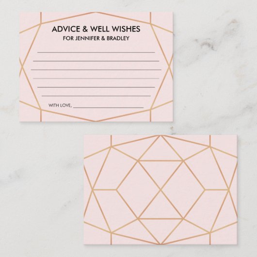 幾何学的バラ金ゴールド結婚のアドバイスカード エンクロージャーカード (正面/裏面)