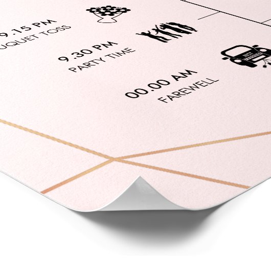 幾何学的バラ金ゴールド結婚のタイムライン記号 ポスター (角)