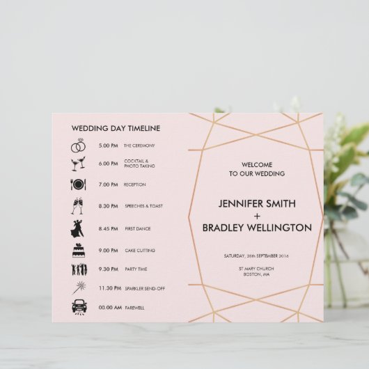 幾何学的バラ金ゴールド結婚折り畳みタイムライン (スタンド正面)