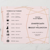 幾何学的バラ金ゴールド結婚折り畳みタイムライン (正面/裏面)