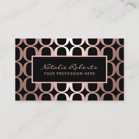 幾何学的バラ金ゴールド美容師美しいサロンスパ 名刺 (正面)