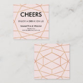 幾何学的バラ金ゴールド飲料チケット |色カスタム付 スクエア名刺 (正面/裏面)