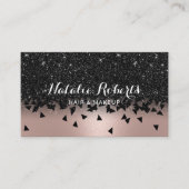 幾何学的バラ金ゴールド&ブラックグリッター美しいサロン 名刺 (正面)