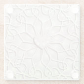 幾何学的バラ金ゴールドLOVEハートパターン ガラスコースター (裏面)