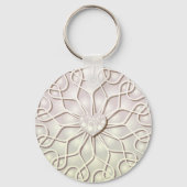 幾何学的バラ金ゴールドLOVEハートパターン キーホルダー (裏面)