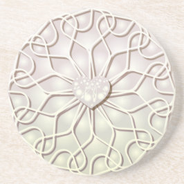 幾何学的バラ金ゴールドLOVEハートパターン コースター