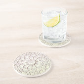 幾何学的バラ金ゴールドLOVEハートパターン コースター (側面)