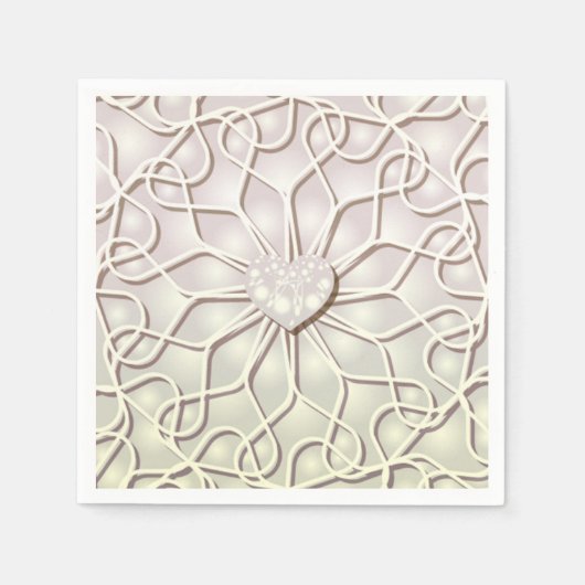 幾何学的バラ金ゴールドLOVEハートパターン スタンダードカクテルナプキン (正面)