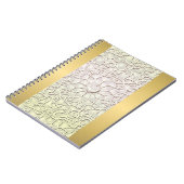 幾何学的バラ金ゴールドLOVEハートパターン ノートブック (左側)