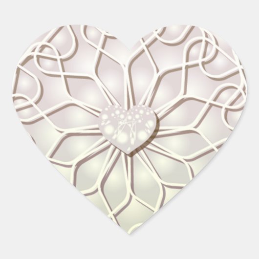 幾何学的バラ金ゴールドLOVEハートパターン ハートシール (正面)