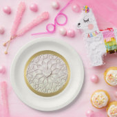 幾何学的バラ金ゴールドLOVEハートパターン ペーパープレート (パーティー)