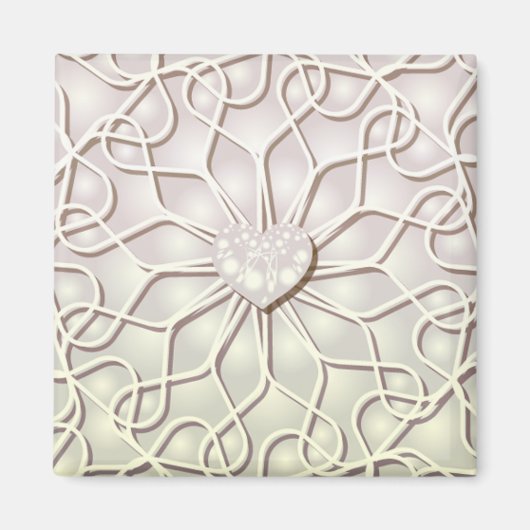 幾何学的バラ金ゴールドLOVEハートパターン マグネット (正面)