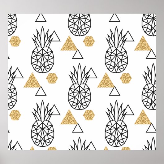 幾何学的パイナップル金ゴールドドットのパターン。 ポスター (正面)