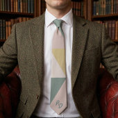 幾何学的パステルタイとパーソナライズされたイニシャル ネクタイ