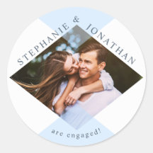 幾何学的パステルブルー&ホワイトモダンズ結婚の写真