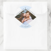 幾何学的パステルブルー&ホワイトモダンズ結婚の写真 ラウンドシール (バッグ)