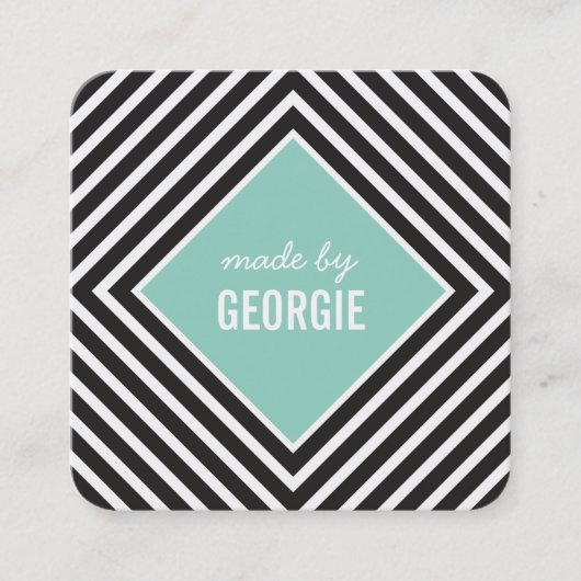 幾何学的パタモダンーン白黒ミント スクエア名刺 (正面)