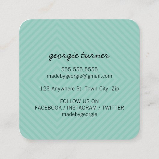 幾何学的パタモダンーン白黒ミント スクエア名刺 (裏面)