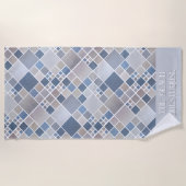 幾何学的パターパーソナライズされたンゲストハウス ビーチタオル (正面)