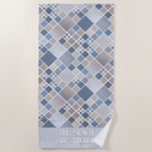 幾何学的パターパーソナライズされたンゲストハウス ビーチタオル (正面)