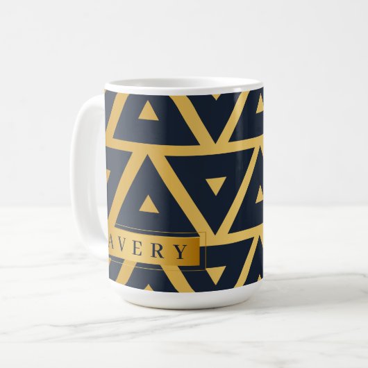 幾何学的パターンのパーソナライズされた三角形 コーヒーマグカップ (正面左)