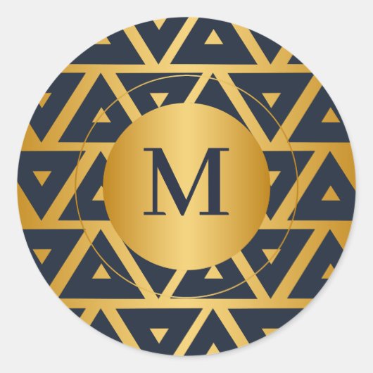 幾何学的パターンのパーソナライズされた三角形 ラウンドシール (正面)