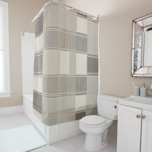 「幾何学的パターンを持つミニマル抽象芸術 シャワーカーテン (インサイチュ)