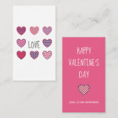 幾何学的パターンハートラブハッピーバレンタインデー ノートカード (正面/裏面)